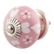 Pink Heart And Tiny Flower Ceramic Floral Cabinet Knobs
